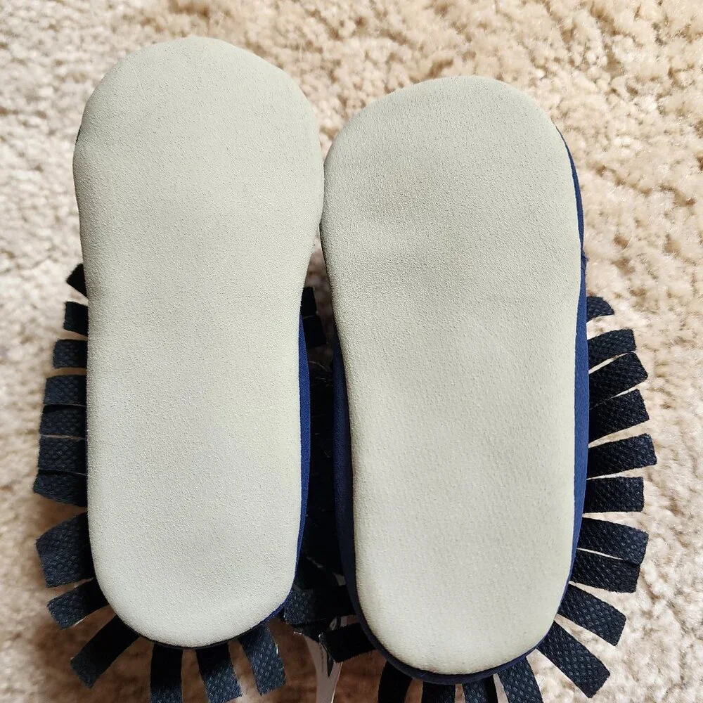 Old Navy Baby Unisex Faux-Blue Suede Moccasin Booties Shoes Size 12-18M NWT